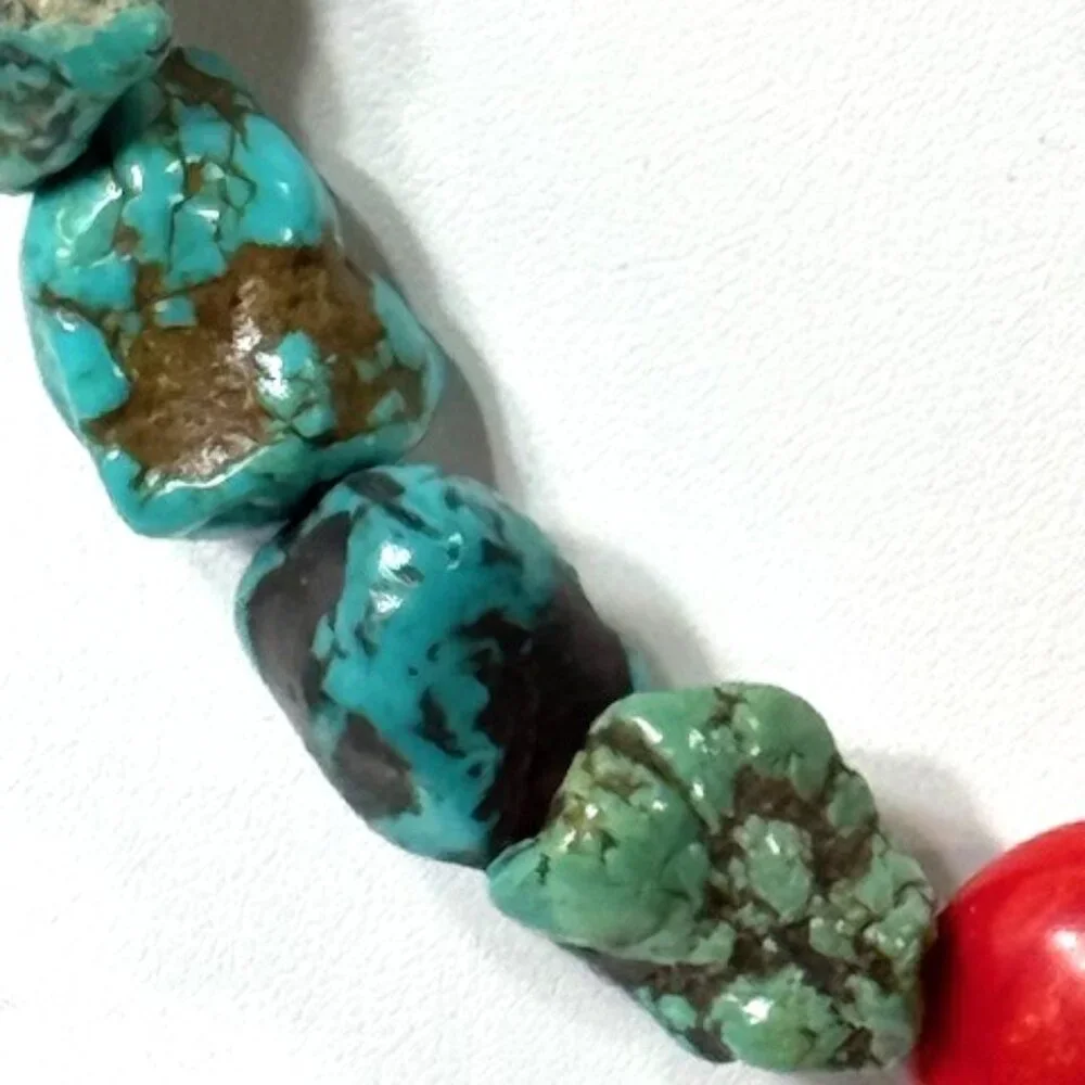Vintage turquoise, coral and sterling silver 18